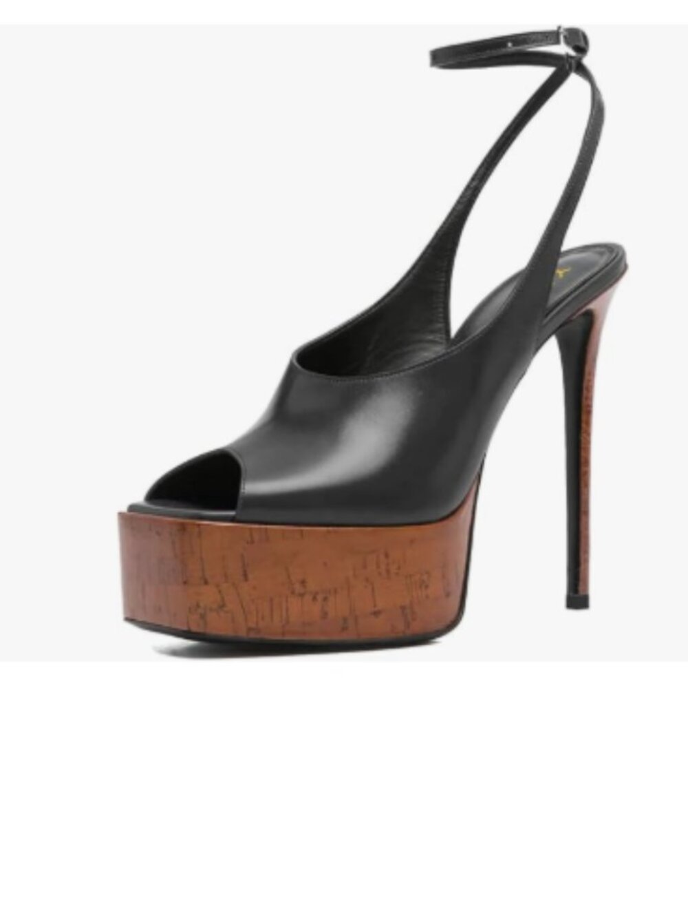 YDN Black Peep Toe Platform Sandals Stiletto Heels Ankle Buckled Strap Shoes